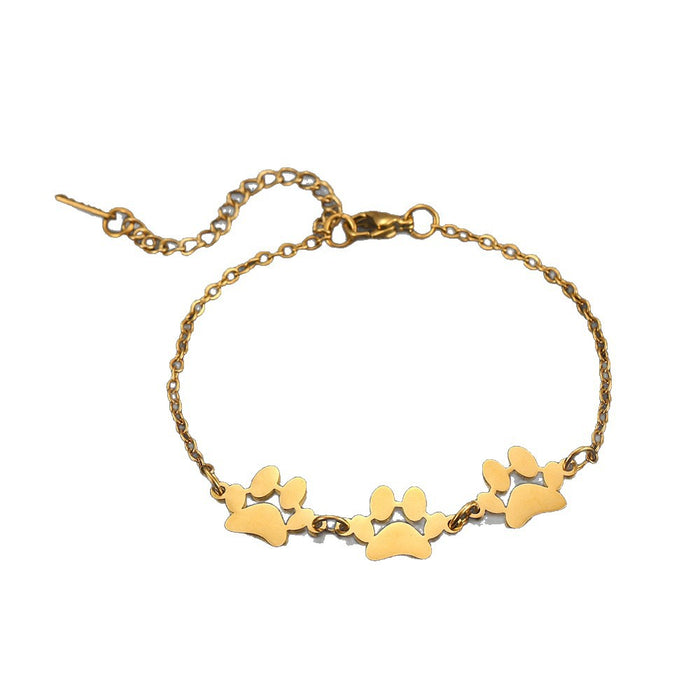 Wholesale 2pcs Stainless Steel Pet Paw Print Bracelet
