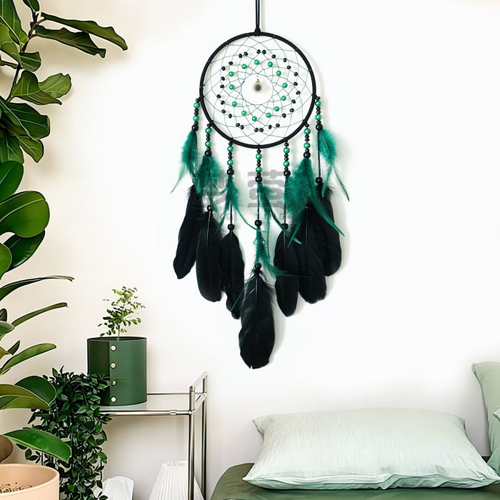 Wholesale Handmade Feather Dreamcatcher Wine Red Boho Wall Hanging Home Decor Accent MOQ≥2
