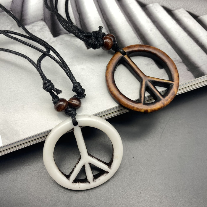 Wholesale Retro Ethnic Style Peace Sign Pendant Resin Necklace JDC-NE-FaX002