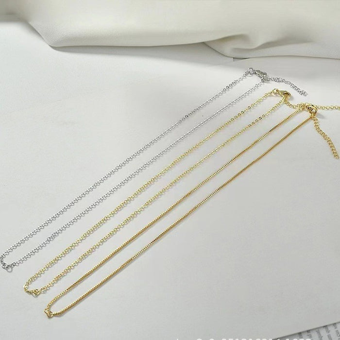 Wholesale 18K True Gold Copper Cross O-chain Clavicle Chain Box Necklace Necklace