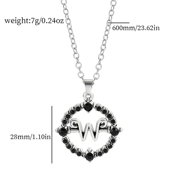 Wholesale Letter W fashion hollow pendant earrings and necklace for men and women.