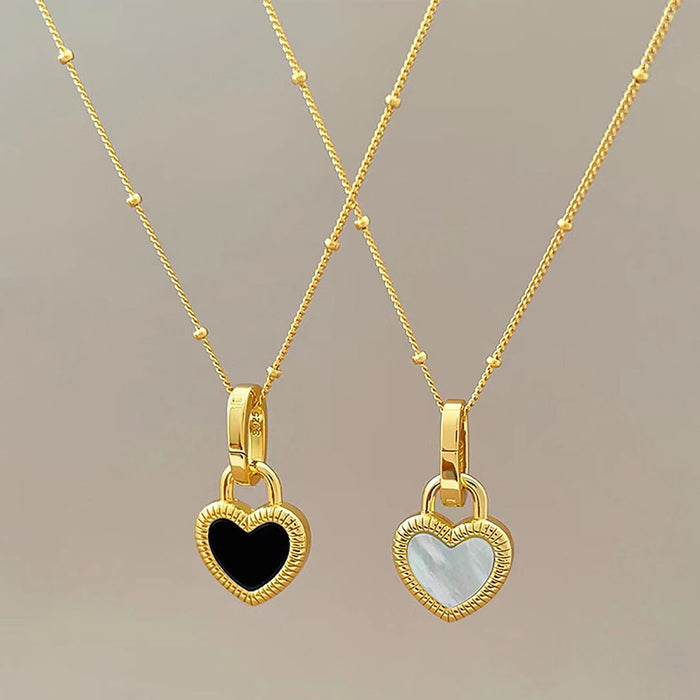 Wholesale High-grade double-sided shell love pendant  Titanium steel necklace
