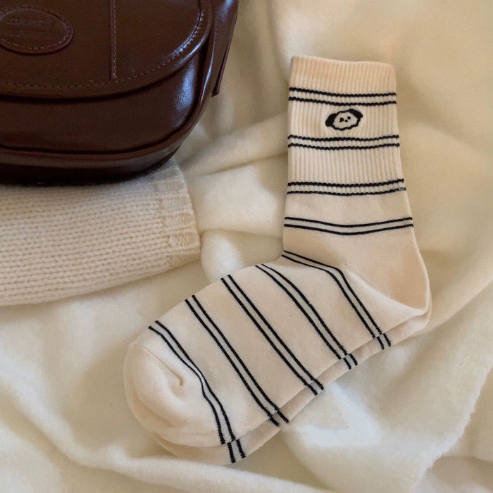 Wholesale Striped embroidery, tube socks, pile socks, pure cotton socks, casual