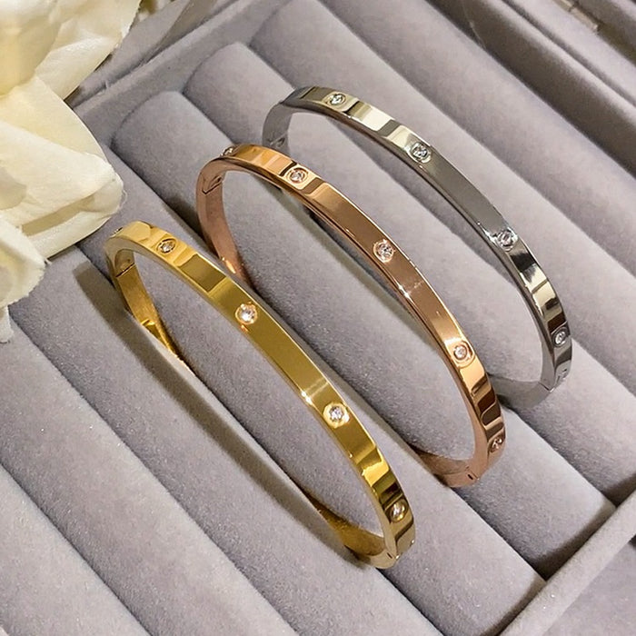 Wholesale Diamond titanium steel bracelet, high-end sensory ring bracelet, silver bracelet, light luxury niche bracelet, zircon jewelry