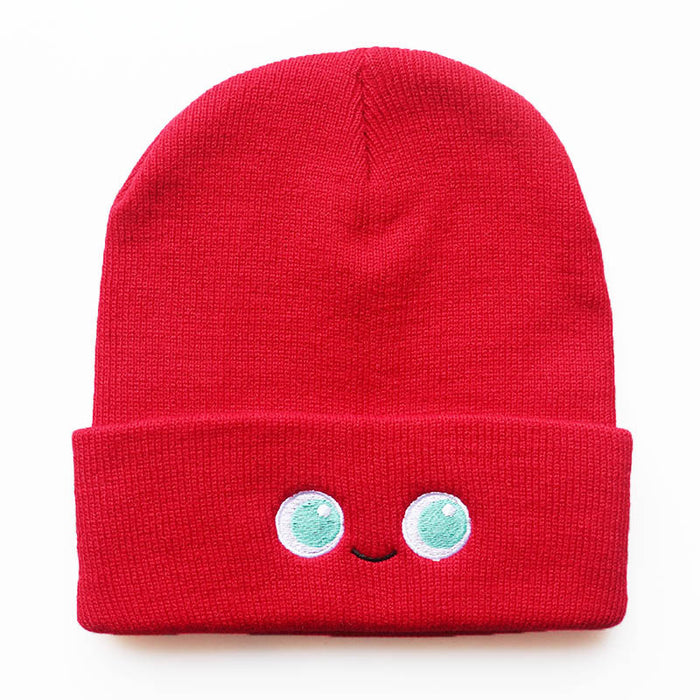 Wholesale Cartoon Cute Smiley Face Embroidery Acrylic Knitted Beanie JDC-FH-LvH015