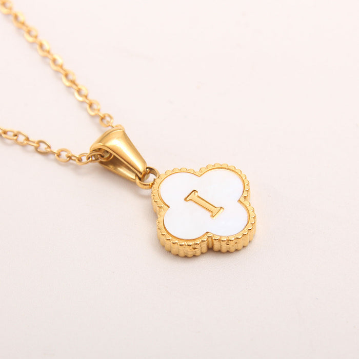 Wholesale gold-plated letter necklace women four-leaf letter pendant necklace jewelry