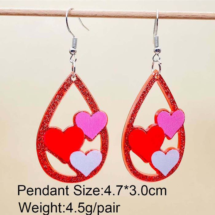 Wholesale Valentine' s Day Heart-shaped Waterdrop Acrylic Earrings