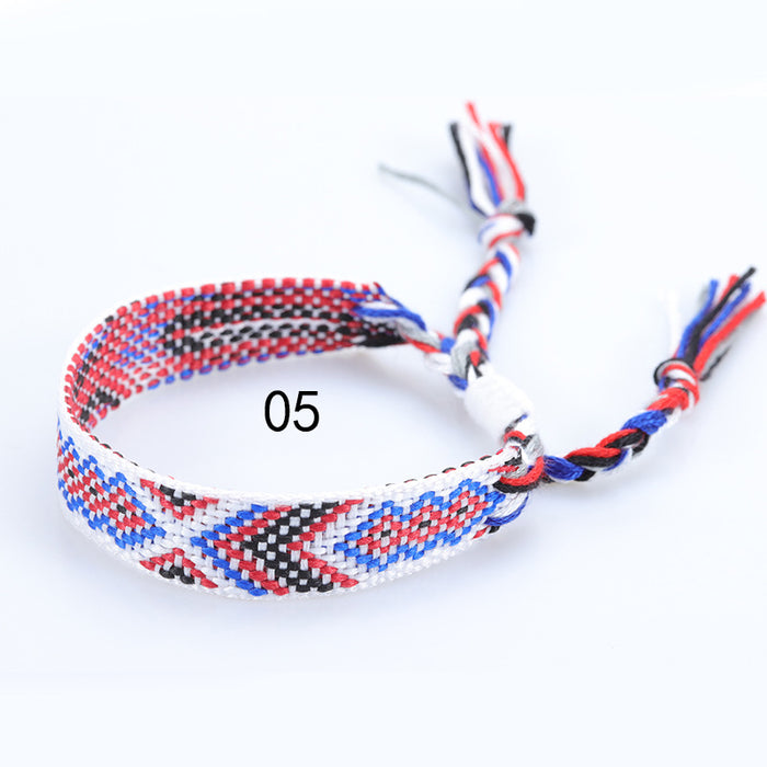 Wholesale of New Nepalese Fabric Ethnic Style Woven Colorful Tassel Bracelet JDC-BT-YiYe005