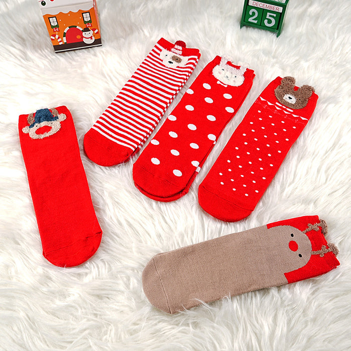 Wholesale  Christmas socks Red Bear socks women' s mid-calf length socks cute autumn and winter cartoon Christmas socks