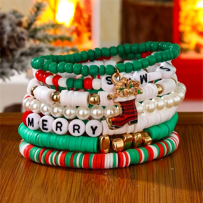 Wholesale Christmas jewelry colorful mixed color polymer clay bracelet