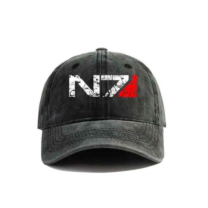 Wholesale Vintage Distressed Baseball Cap Mass Effect N7 Logo Adjustable Curved Brim For Summer
