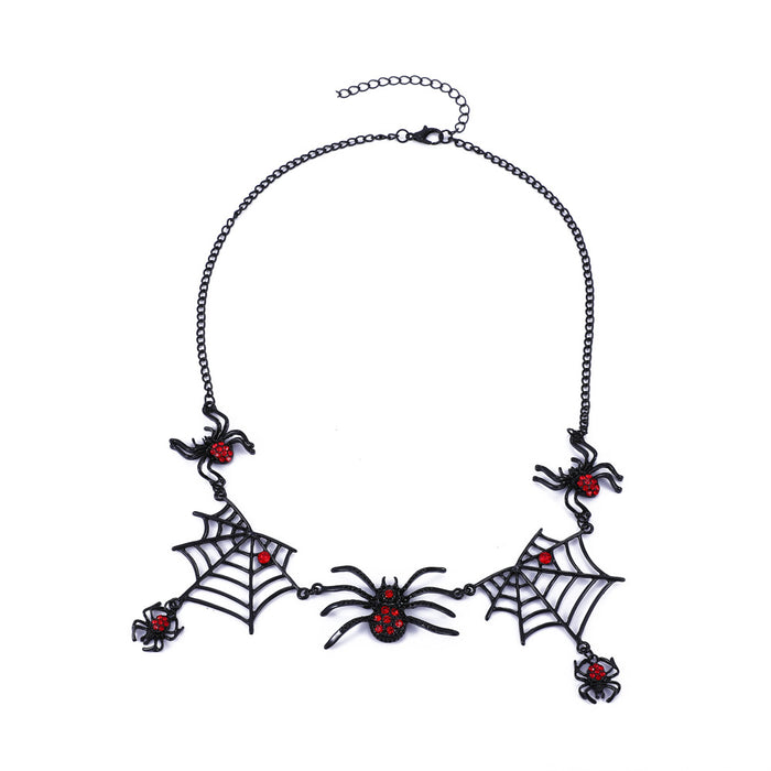 Wholesale exaggerated spider web clavicle chain retro Gothic dark Halloween necklace jewelry