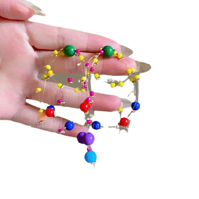 Wholesale Summer fireworks earrings, personalized contrasting colors, fun earrings, long bead earrings