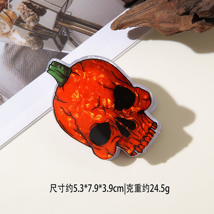 Wholesale Halloween imitation acetate  funny dark style shark clip personality creative pumpkin hairpin ghost clip