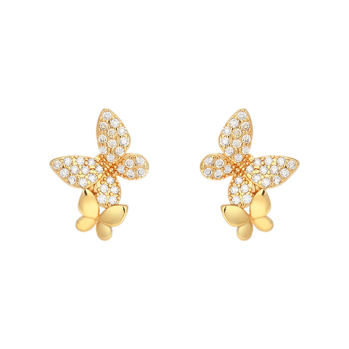 Wholesale Butterfly full diamond zircon personalized high-end earrings and earrings