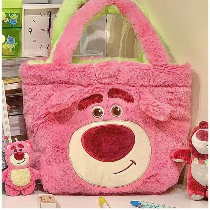 Wholesale Plush Bear Double-sided Handbag Cartoon Cute Shoulder Bag Soft Cute Bag Gift