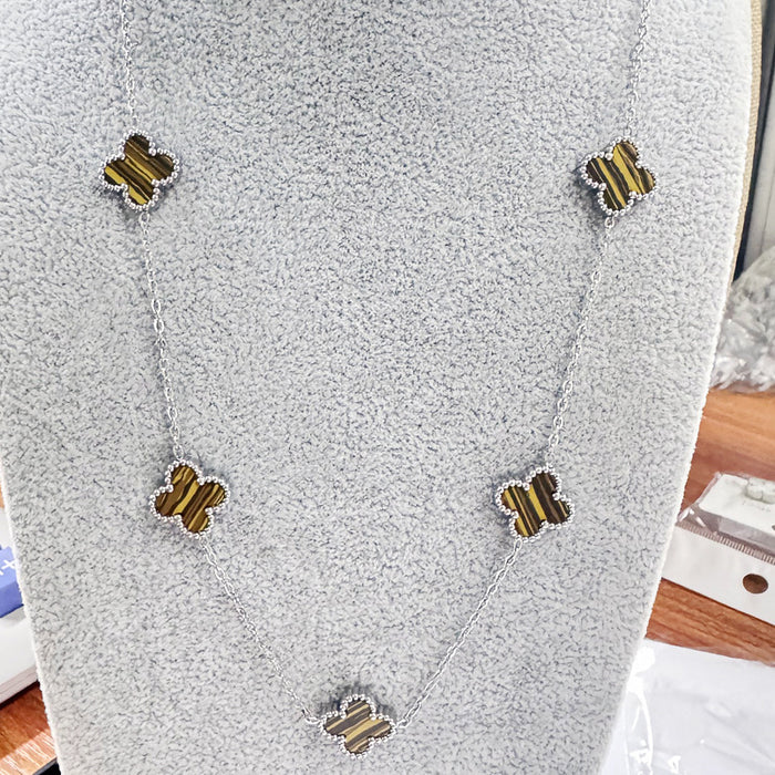 Wholesale 13MM titanium steel 5-link necklace  four-leaf clover necklace