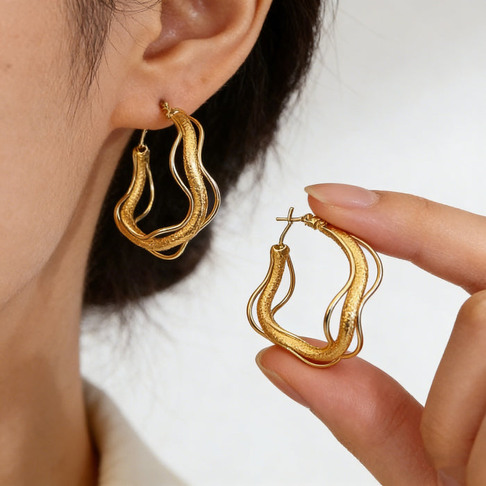 Wholesale Geometric Round Gold Hoop Earrings Trendy Jewelry Accessory MOQ≥3