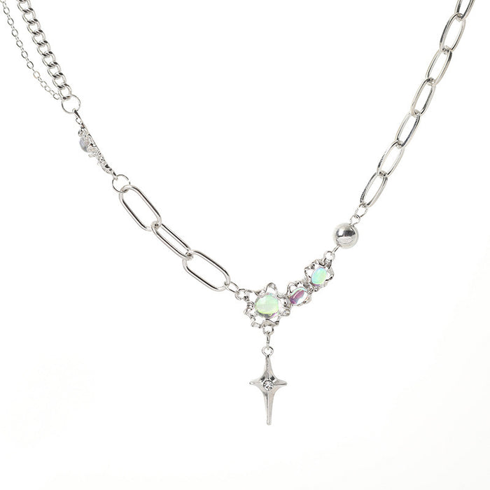 Wholesale Moonlight cross necklace, light luxury starry necklace, collarbone chain accessory