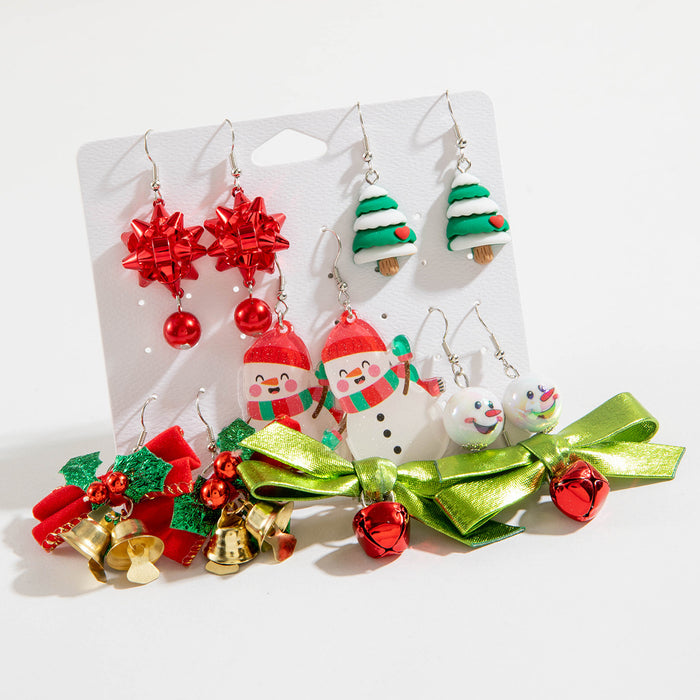 Wholesale Alloy Christmas Earrings Set with Bells and Snowman Design MOQ≥2
