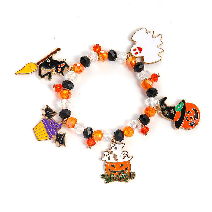 Wholesale  Element Bracelet Pumpkin Skull Ghost Cat Bat Painting Oil Color Bracelet