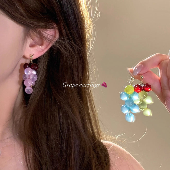 Wholesale Grape Theme Acrylic Earrings - Summer Fashion Jewelry Accessory Gift