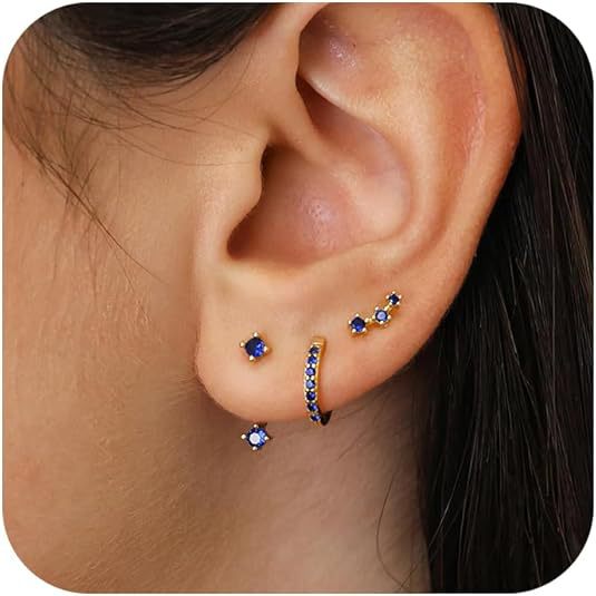 Wholesale Fashion and versatile accessories, copper inlaid with colorful zircon earrings, elegant temperament, perforated earrings