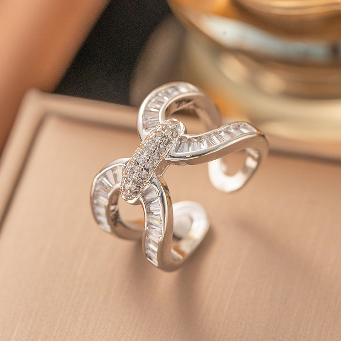 Wholesale Micro-Paved Zircon Cross Ring for Women Jewelry