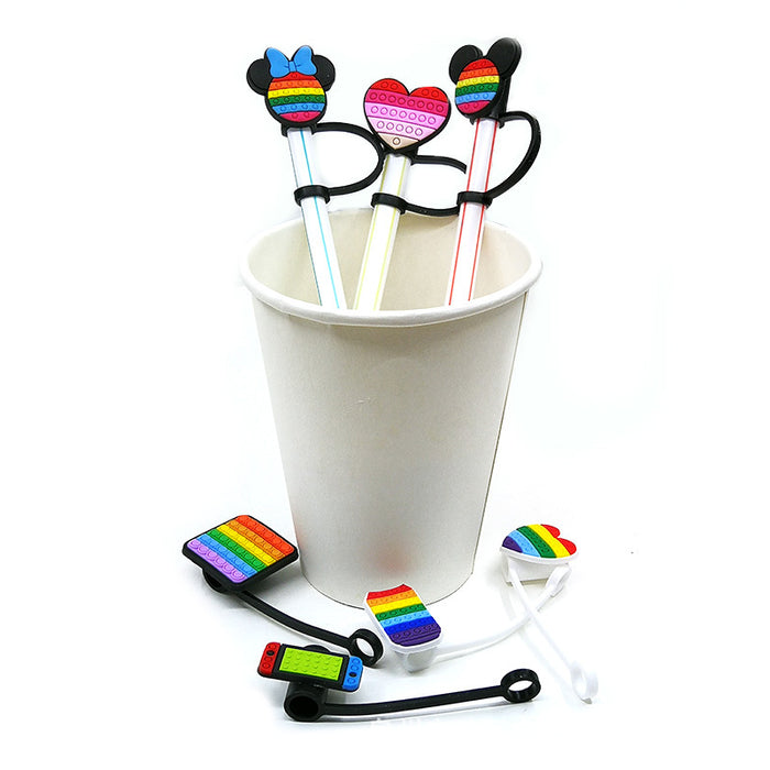 Wholesale 10PCS Cute Silicone Straw Set JDC-SCR-KuaJ004