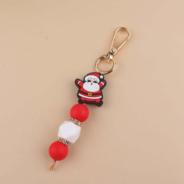 Wholesale Cartoon Christmas Handmade Silicone Beaded Keychain JDC-KC-GuangTian001