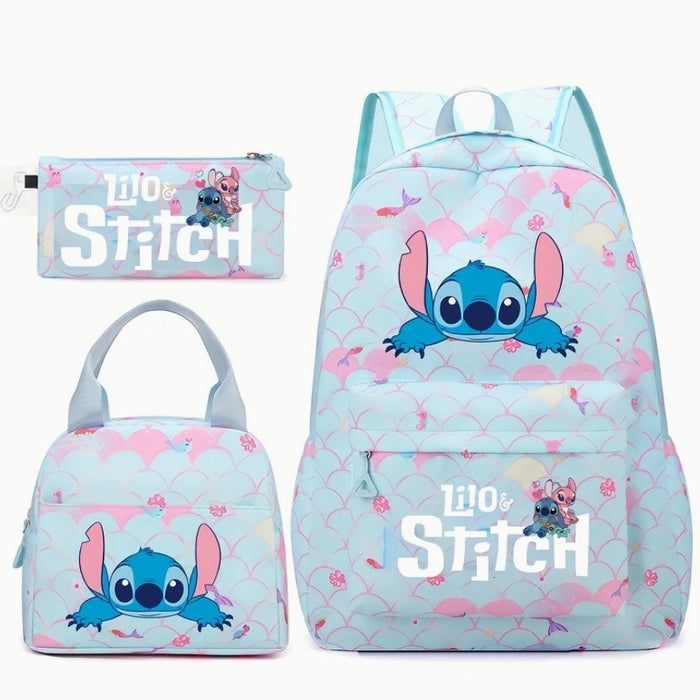 Wholesale Colorful cartoon pattern three-piece set casual large-capacity student backpack bags