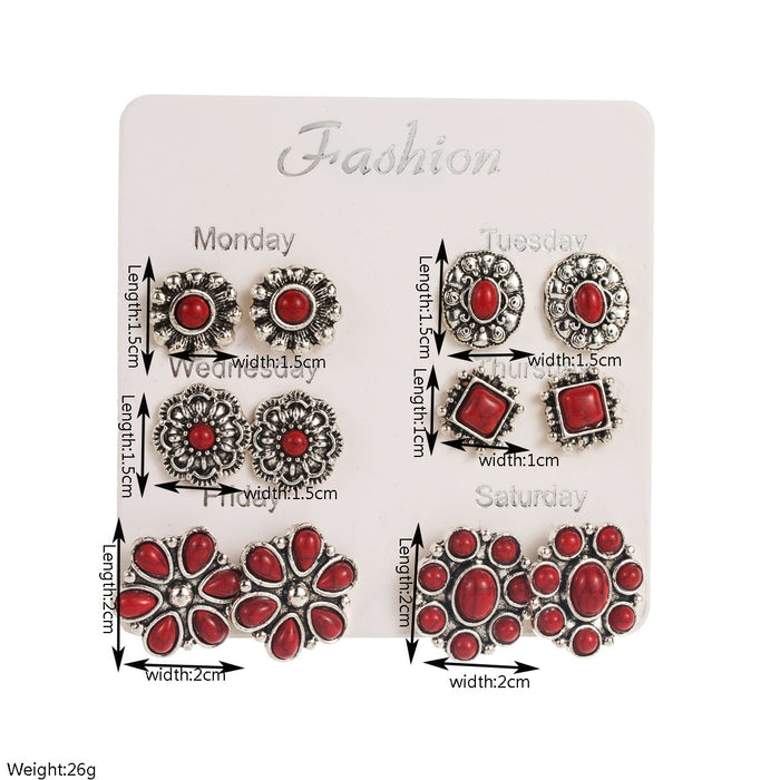 Wholesale Turquoise earrings flower set stud earrings