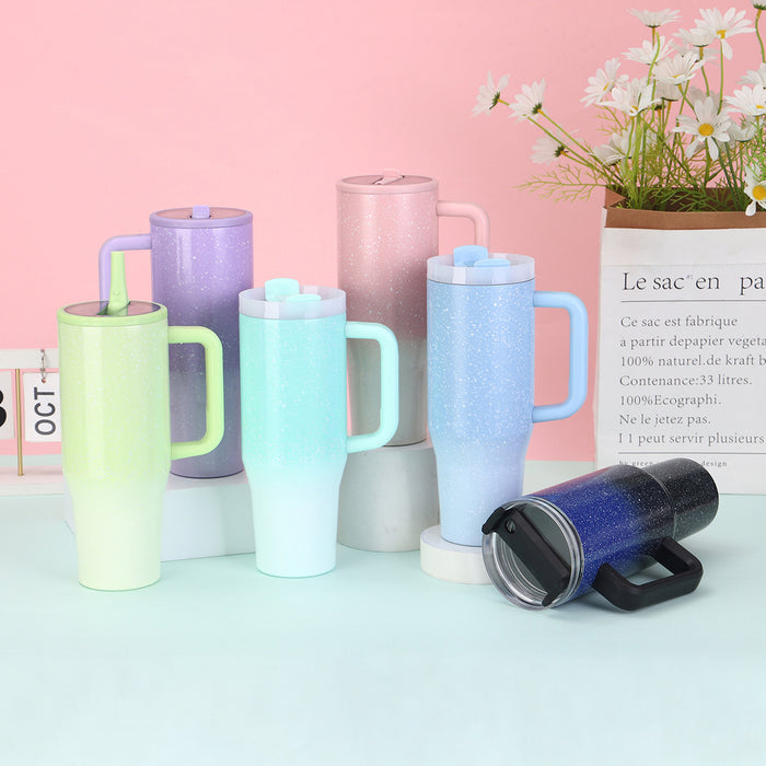 Wholesale  Luminous Handle Car Cup Double-Layer Stainless Steel Thermos Cup