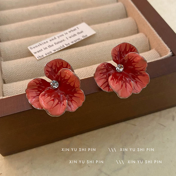 Wholesale Oil painting flower earrings sweet earrings niche earrings for women