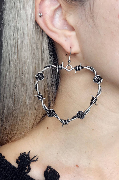 Wholesale Vintage Thorn Rose Heart Earrings JDC-NS-FuSu007