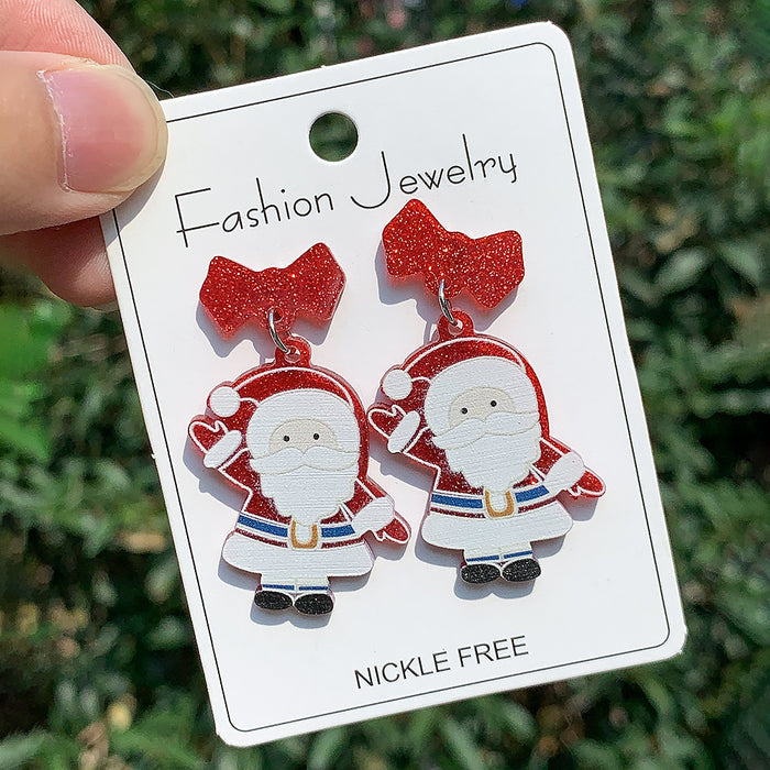 Wholesale Christmas Series Earrings Fashionable Shiny Acrylic Christmas Tree Wine Glass Earrings