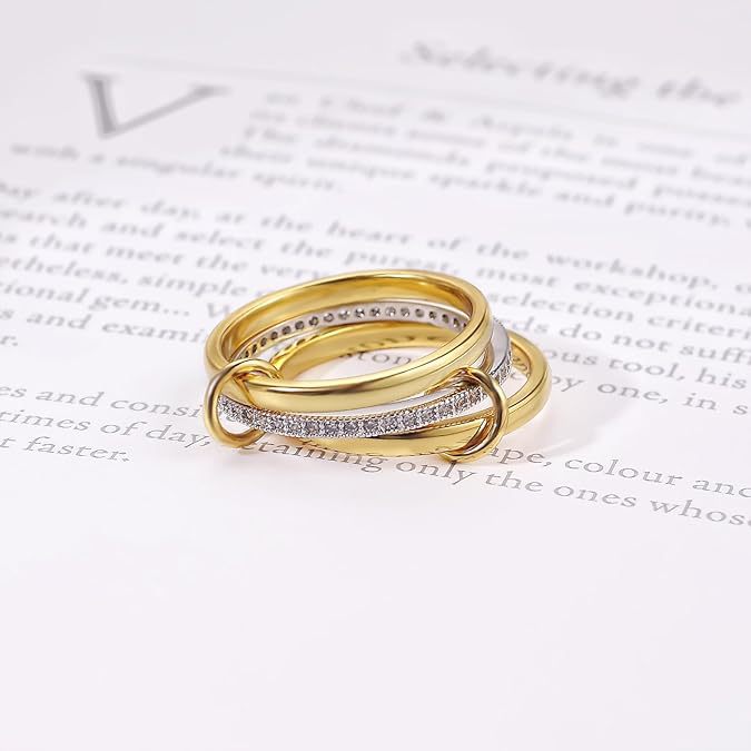 Wholesale Fashion niche temperament, creative personality, handmade jewelry, copper gold-plated four layer intermediate diamond ring wholesale