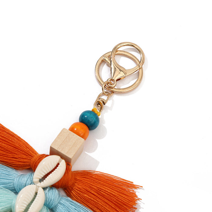 Wholesale Bohemian Natural Shell Tassel Keychain JDC-KC-ZhenZhen004