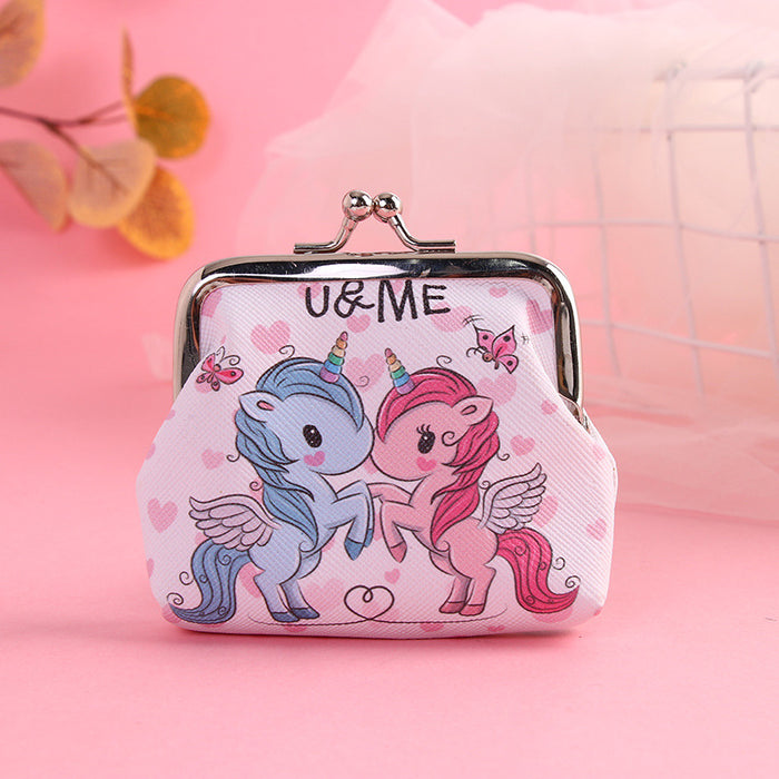 Wholesale Cartoon Unicorn PVC Coin Purse Snap Wallet Pink Flower Boutique Resale MOQ≥2