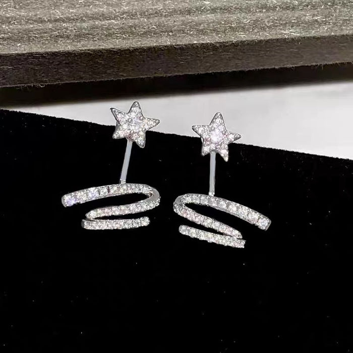 Wholesale Starlight Ribbon Earrings Earrings Accessories Light Luxury Accessories Women' s Birthday Gift Factory Direct Sale