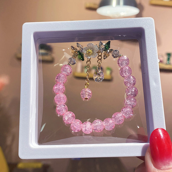 Wholesale Electroplated Glass Glaze Butterfly Ice Crack Bow Beaded Bracelet