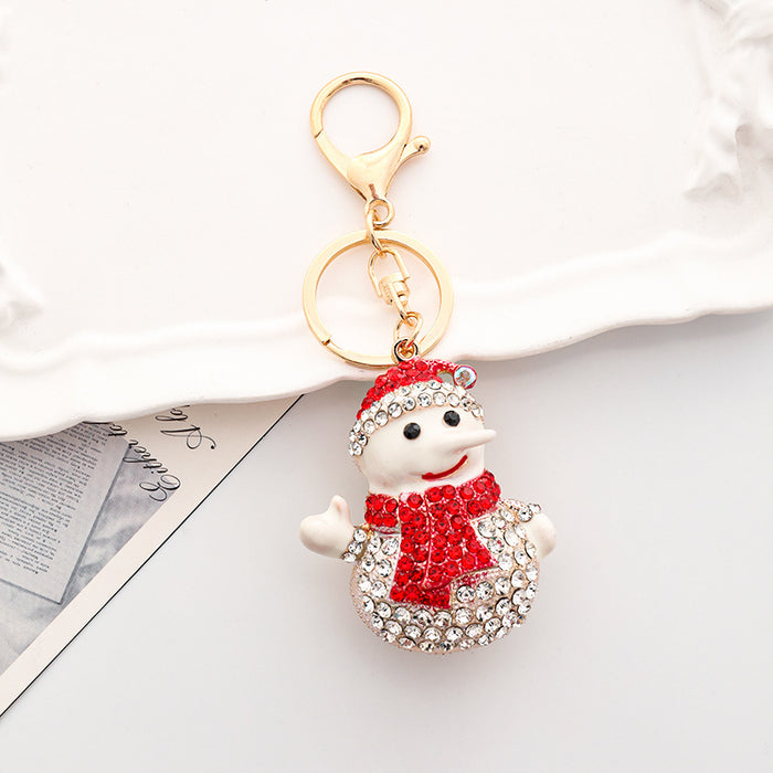Wholesale Creative Diamond Encrusted Christmas Keychain Zinc Alloy for Bag and Car Key Decoration Gift