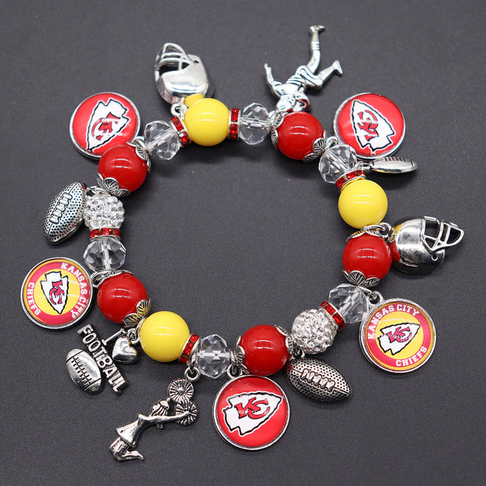 Wholesale Soccer Team Stretch Beaded Bracelet Unisex Steelers Saints
