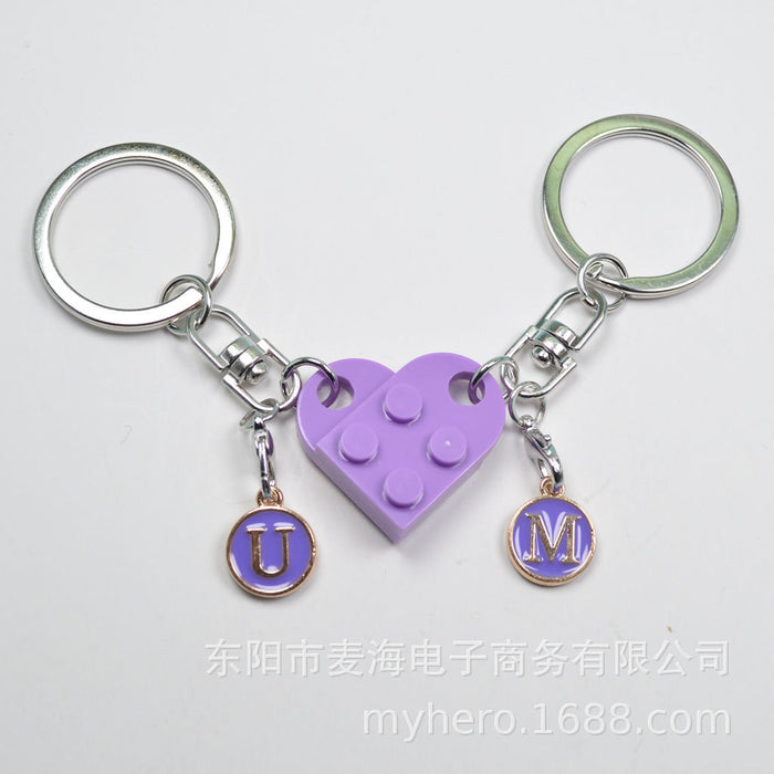 Wholesale Alloy Letter Pendant 2 in 1 Detachable Love Building Block Keychain JDC-KC-Maih003