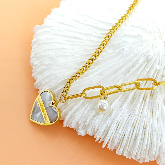 Wholesale summer light luxury double titanium steel pearl bracelet women