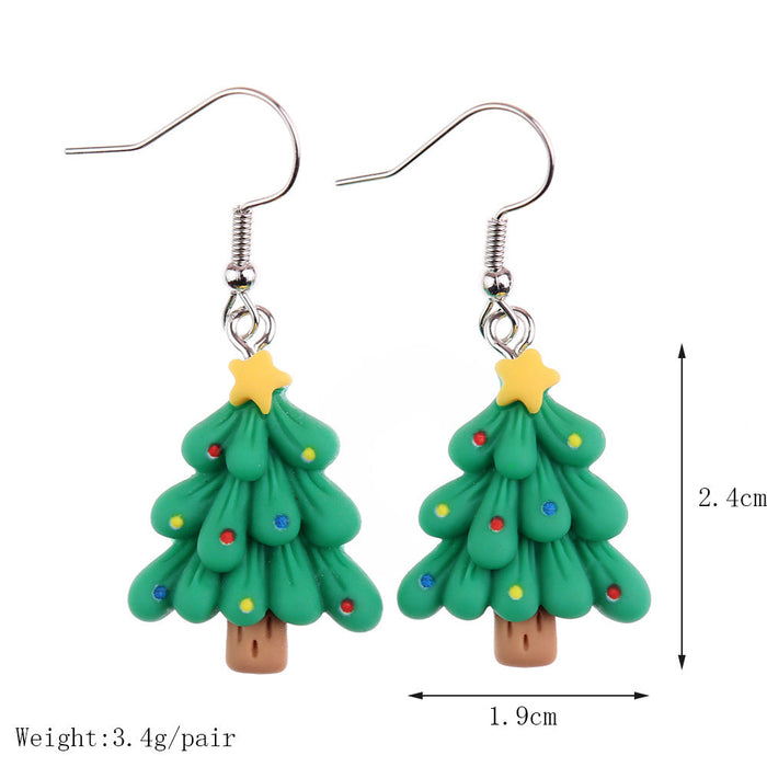 Wholesale Earrings Resin Santa Snowman Elk Christmas Tree JDC-ES-niqing024