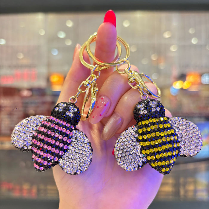 Wholesale 3D Rhinestone Bee Keychain For Women Party Bag Charm Decorative Accessory