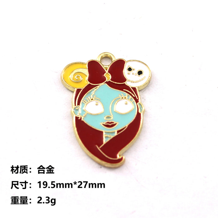 Wholesale 10pcs  Funny Skull Pumpkin Cartoon Accessories Alloy Oil Dropping Pendant Earrings Keychain