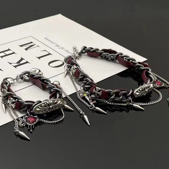 Wholesale Metallic leather bracelet punk niche heart-shaped bracelet
