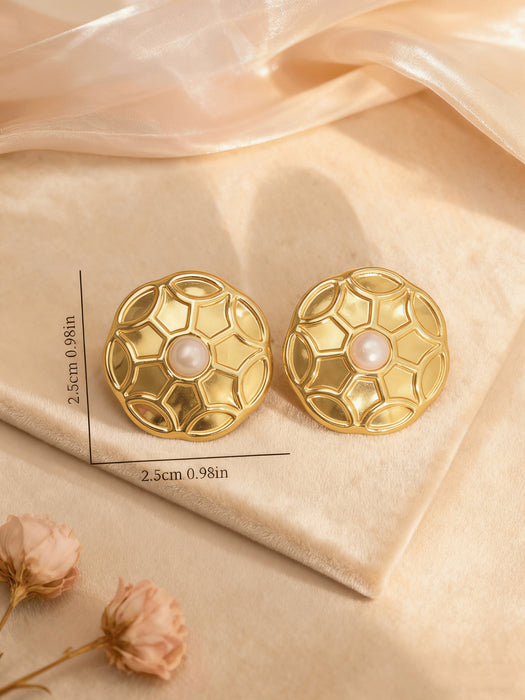 Wholesale Stainless Steel Geometric Oval Golden Earrings for Women